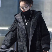 羊羔毛外套(毛外套)女冬季2023韩e版，宽松夹棉加厚夹克棉服连帽上