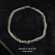 OLIO E ACETO 纯银立体扣环粗项链 925银链条设计质感双层锁骨链