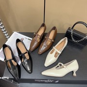 飞哥家女鞋 秋季法式纯色低跟玛丽珍鞋钎三201080/113596
