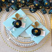 则礼 牡丹花结婚喜糖盒摆桌 精致糖果包装 网红创意婚礼盒子蓝色