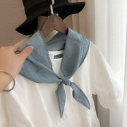 日系围巾装饰护颈纯棉头巾三角巾女时尚搭配T恤卫衣衬衫领巾