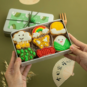 手工曲奇饼干礼盒装，可爱粽子小零食，生日高颜值铁盒礼物