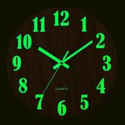 12英寸木板木制夜光挂钟时钟中纤板木纹创意发光荧光钟表
