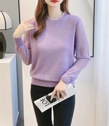 紫色欧根纱镂空针织，毛衣春款女装2023年漂亮今年流行上衣