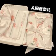 胖mm特大码夏季冰丝高级感睡衣女宽松2-300斤芍药花家居服两件套