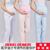 孕妇护士裤全托腹护士孕妇裤大码可调节松紧，腰白蓝粉色护士工作裤