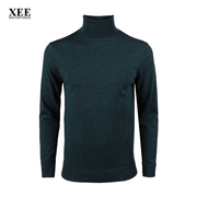 XEE商场同款 男士墨绿色山羊绒高领毛衣保暖柔软舒适套头羊毛衫