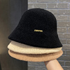 韩系素颜遮脸渔夫帽子女，秋冬保暖时尚百搭纯色，盆帽羊羔绒水桶帽潮