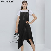 sdeer圣迪奥夏季背带裙不规则原创设计街头风连衣裙女酷S20261228