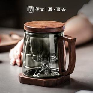 龙广祥(龙广祥)耐热玻璃茶杯，茶水分离办公室，过滤泡茶杯家用水杯男士简约