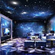 3天花板客厅星空主题酒店墙纸墙布北欧风夜空壁画银河系吊顶壁纸