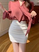 黑色包臀裙半身裙女2023春秋，高腰弹力一步包裙职业性感超短裙