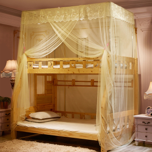 蚊帐子母床上下铺一体p式，1.2米1.5米儿童床，双层高低床铁架实木床