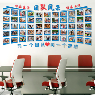 公司员工风采展示墙团队，文化墙创意，组合亚克力简约办公室照片墙贴