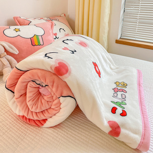 冬季珊瑚绒毯子牛奶绒毛毯，沙发盖毯法兰绒，空调小被子学生宿舍保暖