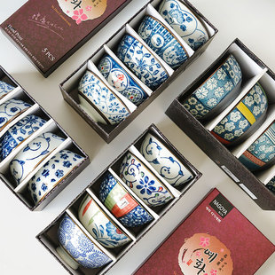 西田木雨青花碗套装米饭碗日式和风陶瓷碗家用餐具日式礼盒