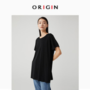 ORIGIN/安瑞井夏季简约大气T恤女黑色圆领休闲百搭款T恤