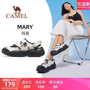 玛丽骆驼运动鞋女士凉鞋女款夏季女鞋，户外轻便软底魔术贴鞋子