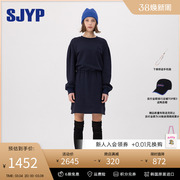 SJYP韩国小众设计2023秋季复古运动宽松圆领收腰卫衣连衣裙女