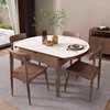 韵存新中式实木岩板圆餐桌椅组合北欧餐桌家用小户型，折叠饭桌吃饭