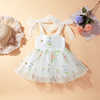 一岁女宝宝衣服女童白色连衣裙，夏季短袖小女孩公主，裙儿童网纱裙子