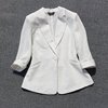 亚麻小西装外套女夏薄款韩版气质休闲棉麻白色七分袖西服上衣