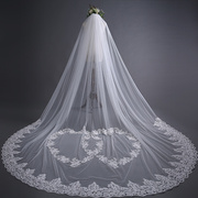 新娘头纱3米长款蕾丝，花边婚礼头纱带插梳婚礼，头饰新娘头