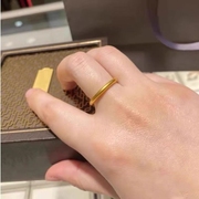 古法沙金素圈戒指女小众设计高级感轻奢简约时尚钛钢食指小指