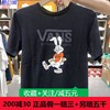 VANS范斯23夏兔子印花男女情侣装运动圆领短袖黑色T恤VN000FRKBLK