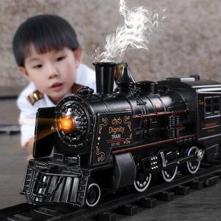 蒸汽火车玩具轨道儿童男孩高铁，模型电动小汽车仿真动车交通滑行小