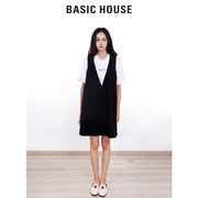 basichouse百家好2022夏季连衣裙显瘦大码黑色b0082b50372