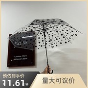 透明雨伞ins风高颜值黑色波点雨伞自动伞小清新磨砂雨伞长柄伞