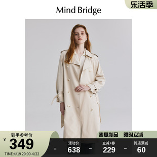 mindbridge百家好外套，女士春季韩版长款风衣，2024英伦风外套