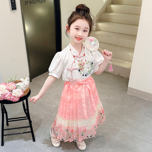 女童马面裙2024夏季儿童新中式古装国风，套装小童宝宝汉服夏装