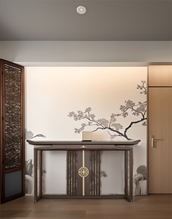新中式实木玄关桌客厅入户客厅，走廊简约条案佛台条案供桌乌金木