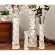 简约现代时尚白色落地陶瓷创意，小大干花绢花，客厅摆件欧式中式花瓶