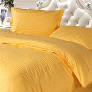 金黄色床单全棉纯棉被套四件套，床笠款床上用品三件套床品斜纹纯色