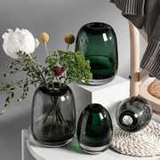 日式简约插花工艺花瓶 圆润厚重玻璃花瓶装饰水培工艺品装饰摆件
