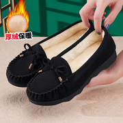 老北京棉鞋女冬季加绒软底工作鞋黑色，防滑舒适一脚蹬女士布鞋