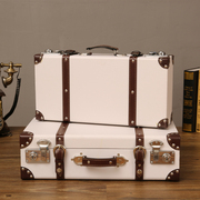 欧式复古手提收纳箱木质，仿古木箱子，好看皮箱轻奢行李箱展示道具箱