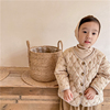 韩国童装儿童冬装韩版复古风夹棉绗棉棉衣女童，碎花冬外套棉服