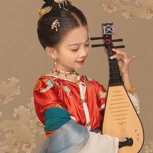 汉服古风拍照道具琵琶乐器，中国风儿童演出仿真琴，影楼古装拍摄摆件