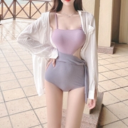 2022连体游泳衣女温泉韩国保守小胸钢圈聚拢性感，露背学生显瘦遮肚