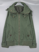 vintage古着90年代女款日系阿美，咔叽军绿色，大翻领夹克外套
