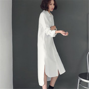 88402024春季韩版白衬衫女长袖韩范长(韩范长)款宽松超长款衬衣