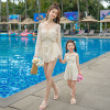 白色亲子泳衣母女连体裙式女童女孩超仙儿小众设计高级感泳装