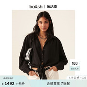 ba&sh法式设计感衬衣灯笼袖系带黑色短款衬衫女 bash 1E23FERI