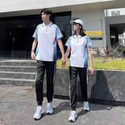 个性班服夏季套装韩版ins初中高中，男女学生拼接短袖，t恤校服定制潮