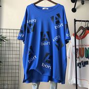 韩版个性洋气短袖t恤显瘦ins风欧版宝蓝色，t恤打底衫