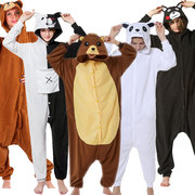 年会演出成人卡通动物连体，睡衣布朗呆呆棕熊北极熊本熊猫表演服装